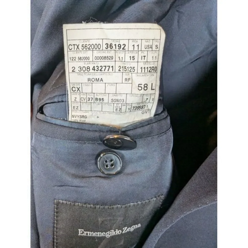 Ermenegildo Zegna Blazer Sport Jacket Men's Size 44 100% Wool Blue Made In Italy